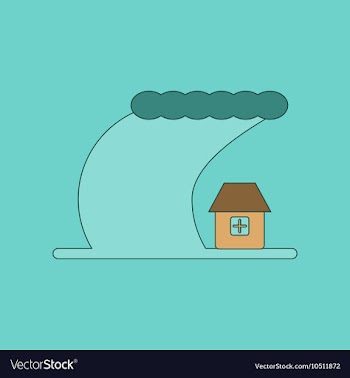 Flat icon on background tsunami city vector image