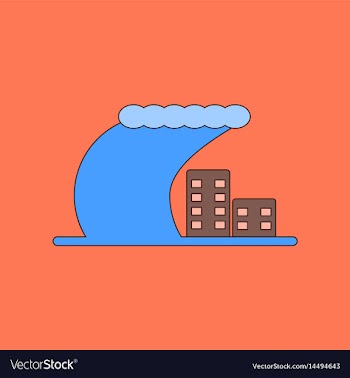 Flat icon on background tsunami city vector image