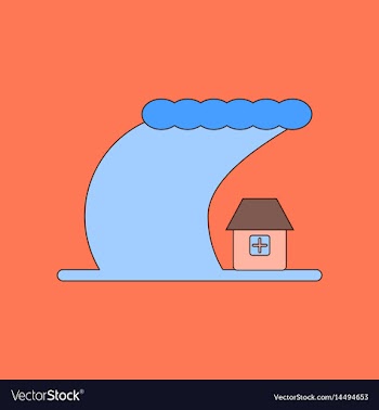 Flat icon on background tsunami city vector image