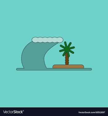 Flat icon on background tsunami Island vector image
