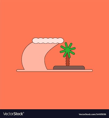 Flat icon on background tsunami island vector image