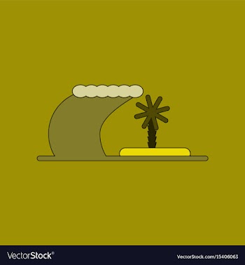 Flat icon on background tsunami island vector image