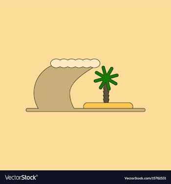 Flat icon on background tsunami island vector image