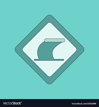 Flat icon on background tsunami sign vector image