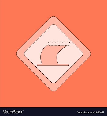 Flat icon on background tsunami sign vector image