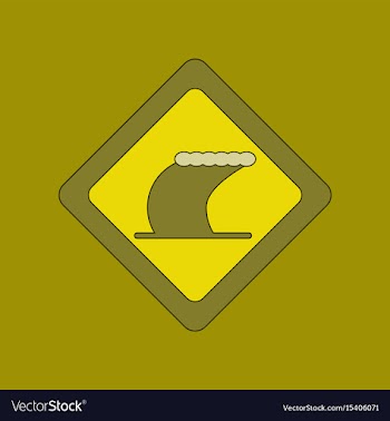 Flat icon on background tsunami sign vector image
