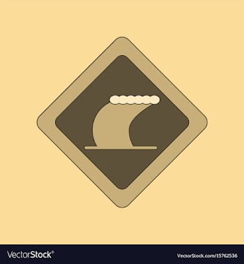 Flat icon on background tsunami sign vector image