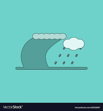 Flat icon on background tsunami storm vector image