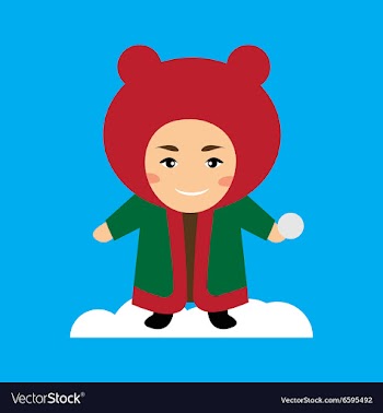 Flat icon on blue background child playing snow vector image