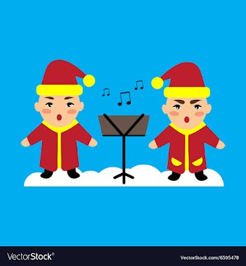 Flat icon on blue background children sing carols vector image