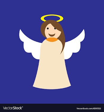 Flat icon on blue background Christmas angel vector image