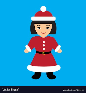 Flat icon on blue background Santa girl vector image