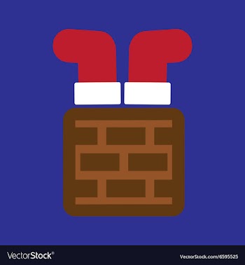 Flat icon on blue background Santa in chimney vector image
