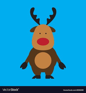 Flat icon on blue background Santa reindeer vector image