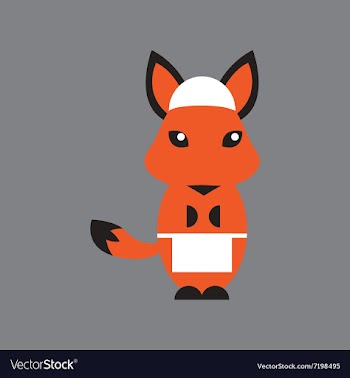 Flat icon on gray background fox cartoon vector image