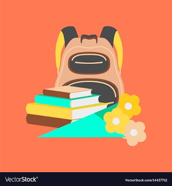Flat icon on stylish background book bag flowers vector image