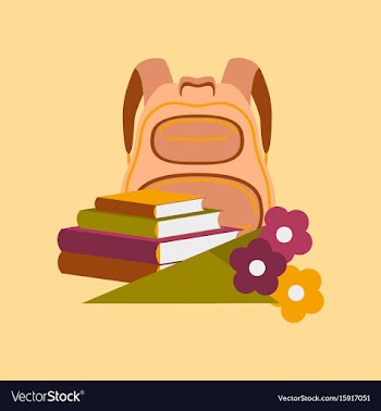 Flat icon on stylish background book bag flowers vector image