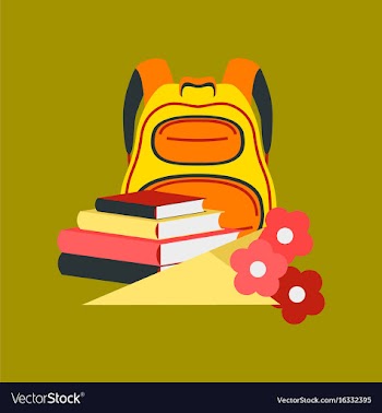 Flat icon on stylish background book bag flowers vector image