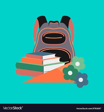 Flat icon on stylish background book bag flowers vector image