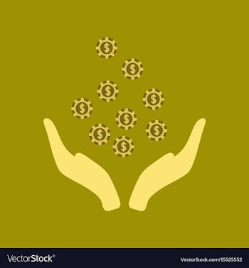 Flat icon on stylish background coins in hand vector image