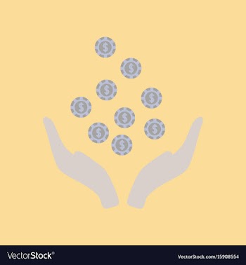 Flat icon on stylish background coins in hand vector image