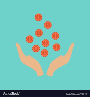Flat icon on stylish background coins in hand vector image