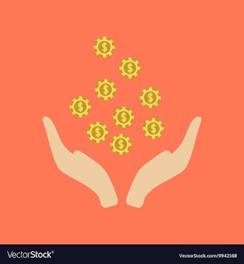 Flat icon on stylish background coins in hand vector image