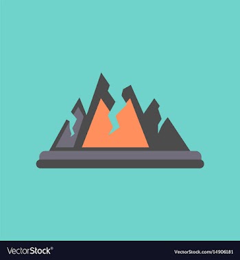 Flat icon on stylish background cracks mountains vector image