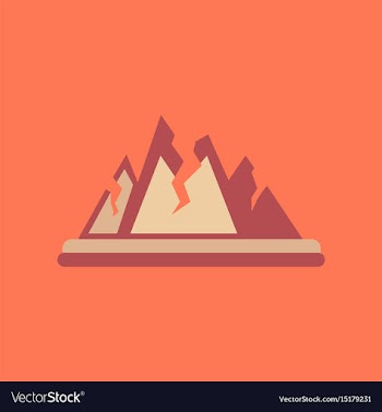 Flat icon on stylish background cracks mountains vector image