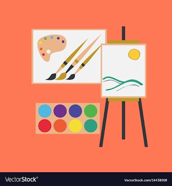 Flat icon on stylish background drawing lesson vector image