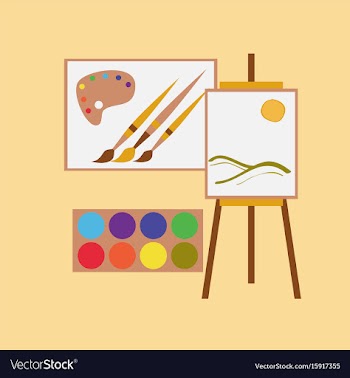 Flat icon on stylish background drawing lesson vector image
