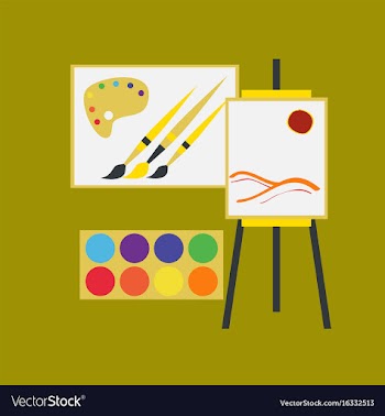 Flat icon on stylish background drawing lesson vector image