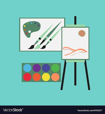 Flat icon on stylish background drawing lesson vector image