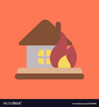 Flat icon on stylish background fire house vector image