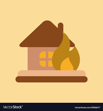 Flat icon on stylish background fire house vector image
