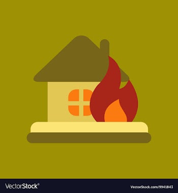 Flat icon on stylish background fire house vector image