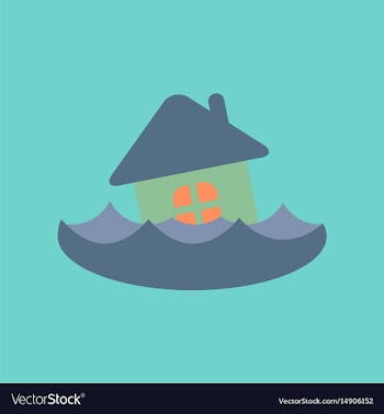Flat icon on stylish background flood house vector image