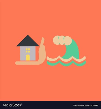Flat icon on stylish background flood house vector image
