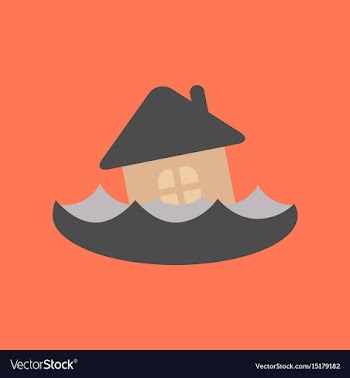 Flat icon on stylish background flood house vector image