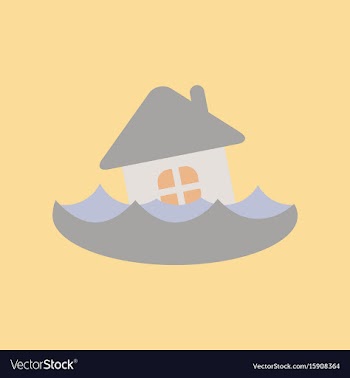 Flat icon on stylish background flood house vector image