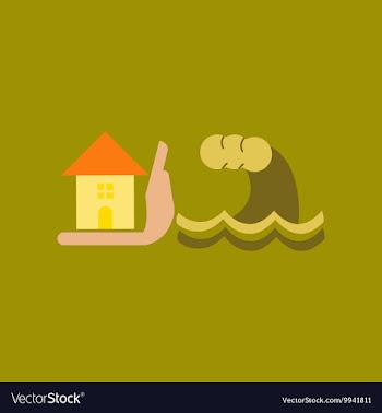 Flat icon on stylish background flood house vector image