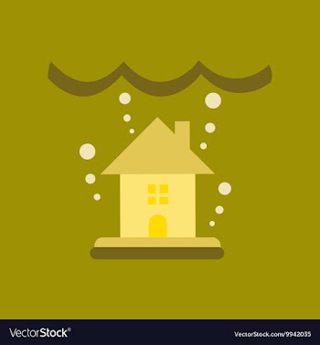 Flat icon on stylish background flood house vector image