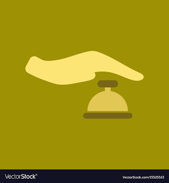 Flat icon on stylish background hand bell vector image