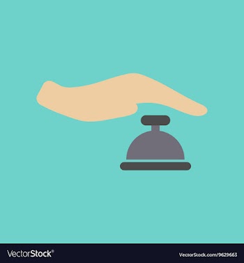 Flat icon on stylish background hand bell vector image