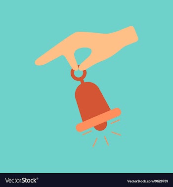 Flat icon on stylish background hand bell vector image