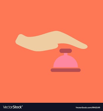 Flat icon on stylish background hand bell vector image