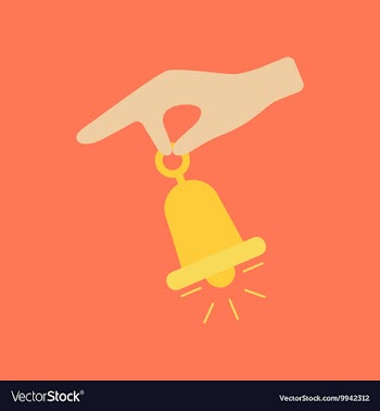Flat icon on stylish background hand bell vector image