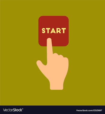 Flat icon on stylish background hand button start vector image