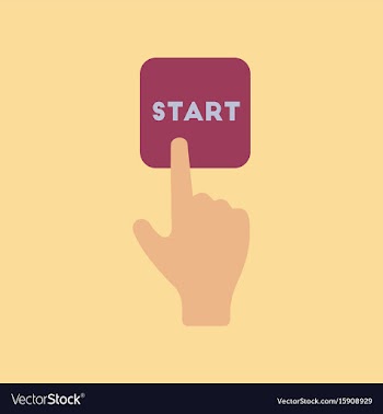 Flat icon on stylish background hand button start vector image