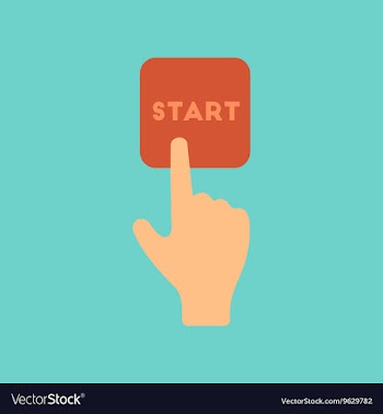 Flat icon on stylish background hand button start vector image